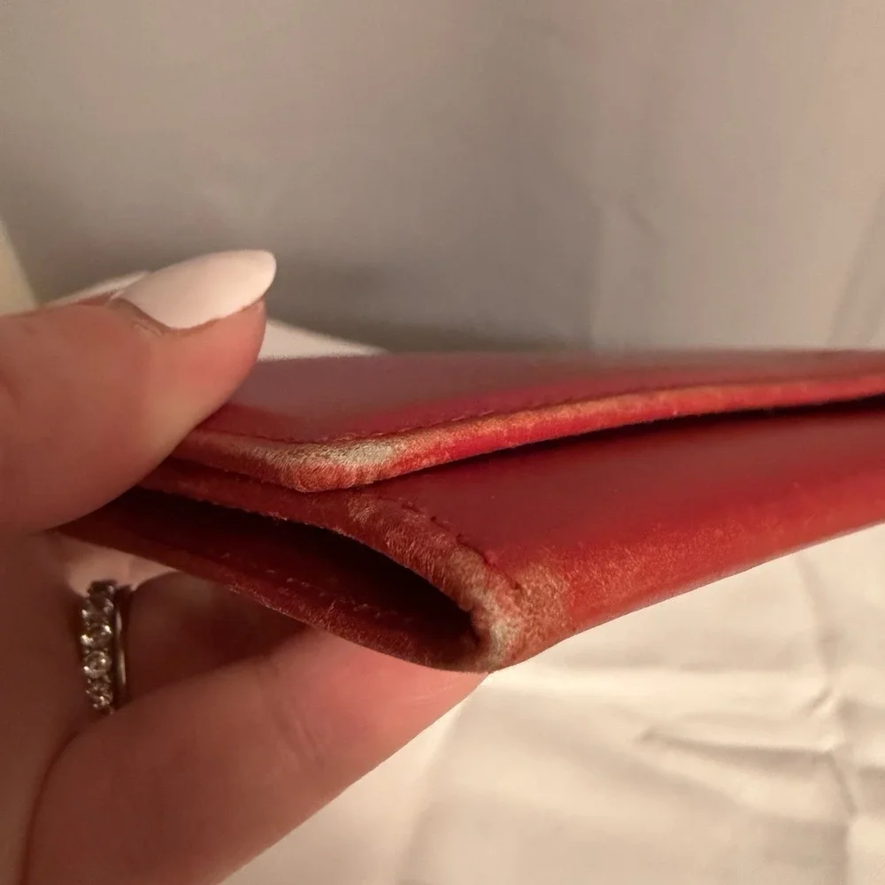 Coach Vintage Red Leather Bifold Credit Card Case Holder Wallet Made In Spain